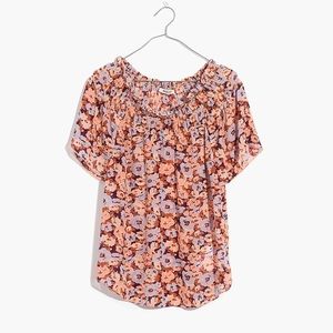 Madewell Smocked Neck Top in Floral Breeze